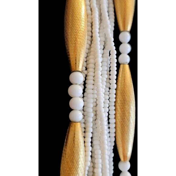 STUNNING 1950'S ORIGINAL by ROBERT Multistrand BEAD WHITE GOLD  20" NECKLACE - Picture 6 of 14